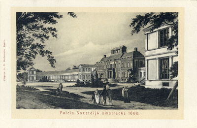 14186 Gezicht op de voorgevel van Paleis Soestdijk te Soestdijk (gemeente Baarn) uit het noorden.